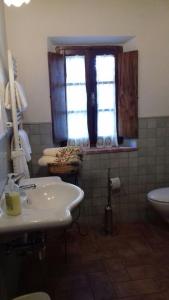 baño con lavabo y aseo y ventana en Agriturismo San Pietro, en Castiglione dʼOrcia