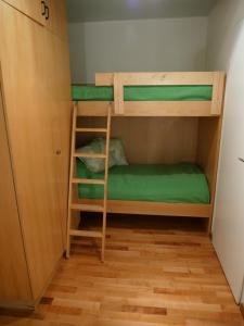 a small room with two bunk beds in it at Seewohnung am Ossiacher See direkt an der Gerlitzen in Villach
