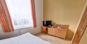 Televízia a/alebo spoločenská miestnosť v ubytovaní Penzion Tillerova vila
