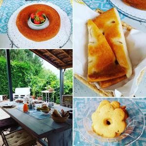 eine Collage mit Bildern von Essen und einem Tisch in der Unterkunft Pin de stèlle in San Martino