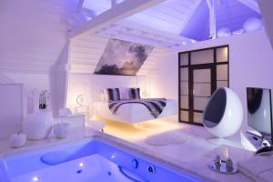 TV a/nebo společenská místnost v ubytování Hotel et Spa Le Lion d'Or