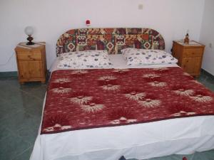 a bedroom with a large bed with a red blanket at Apartments Medulin in Medulin
