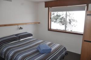 a bedroom with a bed and a window at Ripparoo Lodge in Falls Creek