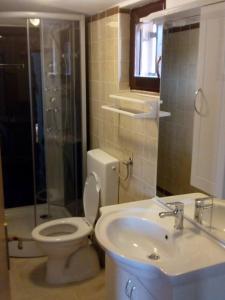 a bathroom with a toilet and a sink at Apartman LANA Vir in Vir