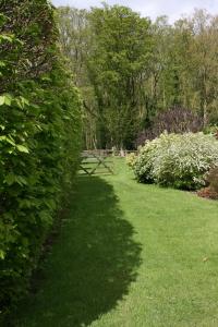 キングズ・リンにあるOwl Barnの塀と緑の草や茂みのある庭園