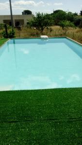 una gran piscina azul con césped verde en Giardini di Lanzo, en Martina Franca