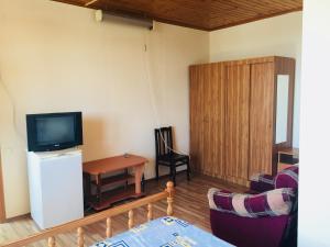 a living room with a television and a small table at Mandarinoviy Sad in Gagra