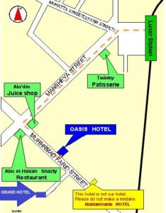 ルクソールにあるOasis hotelのオアシスホテルと敷地図