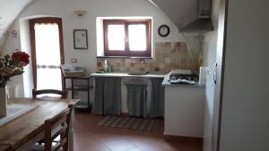 uma cozinha com um lavatório e um frigorífico em La casina negli orti em Arcola