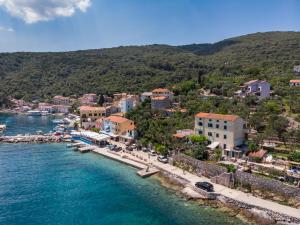 an aerial view of a town next to the water at Apartments Valun in Valun
