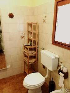 a bathroom with a white toilet and a shelf at Talonno il frutteto in Invorio Inferiore