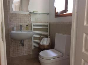 a small bathroom with a toilet and a sink at Les Jonquilles in Domme
