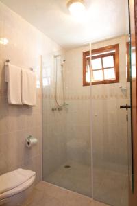 a bathroom with a shower and a toilet at Pousada Il Villaggio in Santo Antônio do Pinhal