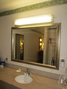 a bathroom with a sink and a large mirror at Old Town Inn in San Diego