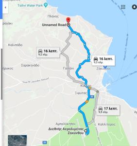 een kaart van de voorgestelde upgrade naar de verbeterde weg bij Katsaros Luxury Apts 5min walk to beach in Tsilivi