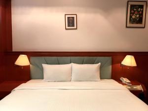 Letto o letti in una camera di Long Shan Hotel