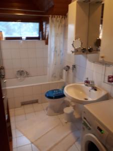 a bathroom with a toilet and a sink at Magdi apartman in Keszthely