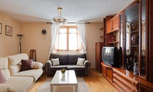 a living room with two couches and a tv at A Cuerpo de Rey * Centro de Ávila in Avila