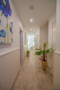 a hallway of an office with potted plants at Petit Malaga Congress in Málaga