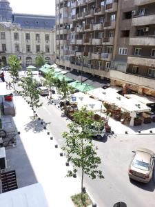 an aerial view of a parking lot in a city at Studio Old Center in Bucharest