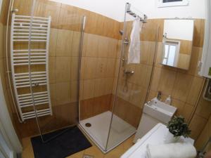 a bathroom with a shower with a toilet and a sink at Wonderful Apartment Budapest in Budapest +18 photos