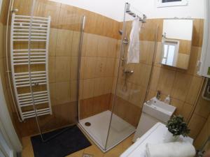 ブダペストにあるWonderful Apartment Budapestのバスルーム(シャワー、トイレ、洗面台付)