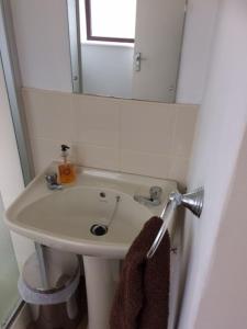 a bathroom with a sink with a mirror and a towel at Inisfail in Killarney