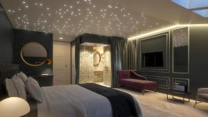 a bedroom with a bed with stars on the ceiling at Hotel Imperial - Liburnia in Opatija