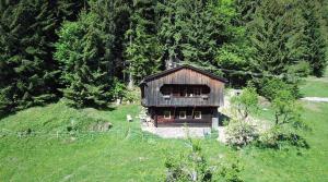 una pequeña casa en una colina en un campo en Zauberhuette Wildschoenau, en Oberau