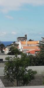 a view of a city with buildings and a tree at AL Visconde in Ponta Delgada