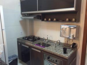 Η κουζίνα ή μικρή κουζίνα στο Pontal do Lago Flat +10 φωτογραφίες