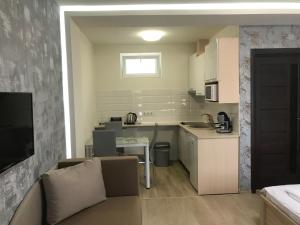 Kuchyň nebo kuchyňský kout v ubytování Kristály apartmanok