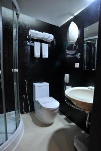 a bathroom with a toilet and a sink at Platinum Residence in Dhaka
