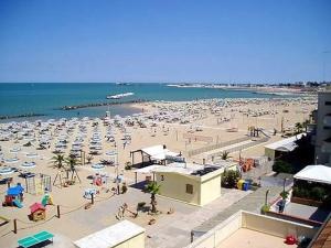 una spiaggia con molta gente e l'acqua di Hotel Boom a Rimini