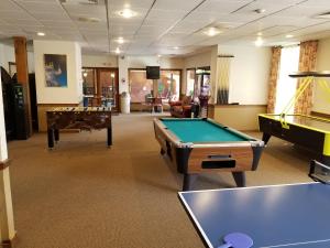 a room with pool tables and ping pong balls at Nordic Condo in Lincoln