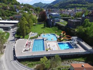 - une vue sur la piscine dans un parc dans l'établissement Appartement Kohlnberger, à Waidhofen an der Ybbs