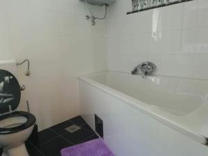 a bathroom with a toilet and a bath tub at Apartman BubaMara in Sveti Juraj +19 photos