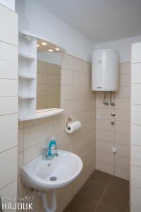 a bathroom with a sink and a mirror at Apartman Hajduk Konjic in Konjic