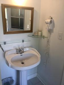 a white sink in a bathroom with a mirror at Ellis House Bed & Breakfast in Niagara Falls