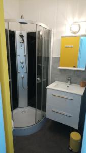 利布爾訥的住宿－Agreable appartement proche Gare，带淋浴和盥洗盆的浴室
