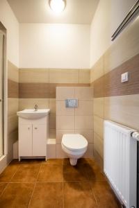 a bathroom with a toilet and a sink at Apartament Augustów in Augustów