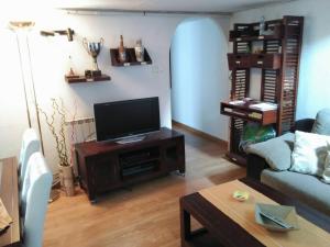 a living room with a couch and a tv at Apartamento El Cielo de Jesi in León