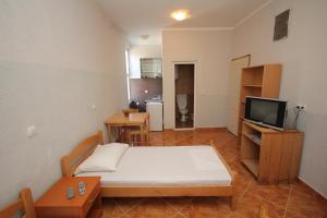 a small room with a bed and a television at Apartments DEA in Bar