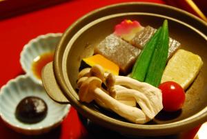 a bowl of food with different types of food at Koyasan Shukubo Saizenin in Koyasan