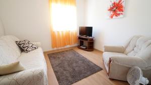 a living room with a couch and a tv at Apartment Ana in Vinjerac