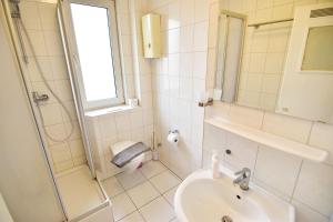 een badkamer met een wastafel en een douche bij Apartments Köln Gremberghofen in Keulen