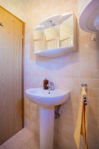 a bathroom with a white sink and a mirror at Apartments Dandić in Orlec