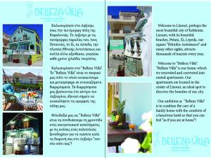 a flyer for a real estate agency with pictures of houses at Belleza Villa in Lixouri