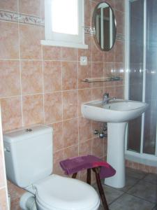 La salle de bains est pourvue de toilettes et d'un lavabo. dans l'établissement Les lilas blancs, à Villefranche-sur-Mer