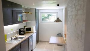 a small kitchen with a sink and a window at Appartement les Acacias in Clamart